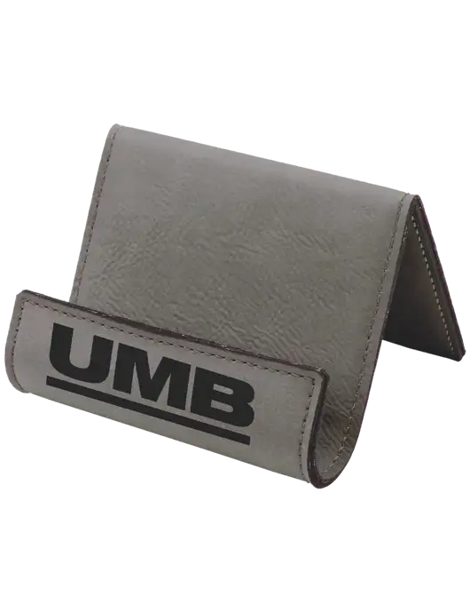Grey Leatherette Card & Phone Holder w/UMB Logo